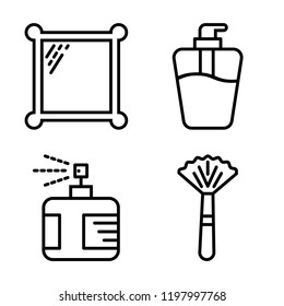 Set of 4 simple vector icons such as Mirror, Soap, Perfume, Powder, editable pack for web and mobile