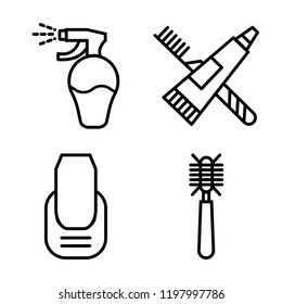 Set of 4 simple vector icons such as Lotion, Toothpaste, Manicure, Hair brush, editable pack for web and mobile