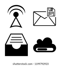 Set of 4 simple vector icons such as, Mail save interface, Inbox full, Cloud loading, editable pack for web and mobile