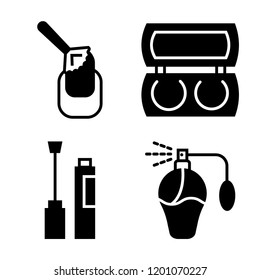 Set of 4 simple vector icons such as Manicure, Makeup, Nail polish, Perfume, editable pack for web and mobile