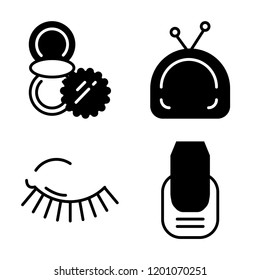 Set of 4 simple vector icons such as Powder, Makeup, Mascara, Manicure, editable pack for web and mobile