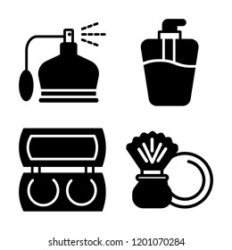 Set of 4 simple vector icons such as Perfume, Soap, Makeup, Powder, editable pack for web and mobile