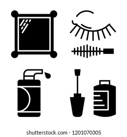 Set of 4 simple vector icons such as Mirror, Mascara, Lotion, Nail polish, editable pack for web and mobile