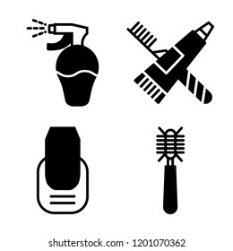 Set of 4 simple vector icons such as Lotion, Toothpaste, Manicure, Hair brush, editable pack for web and mobile