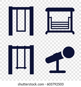 Set of 4 sing filled icons such as swing