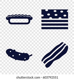 Set of 4 slice filled icons such as cucumber, pie, bacon