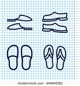 Set of 4 slipper outline icons such as slippers