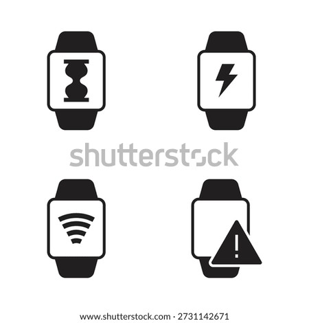 Set of 4 smartwatch utility and battery icons