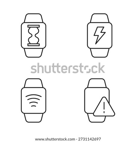 Set of 4 smartwatch utility and battery icons