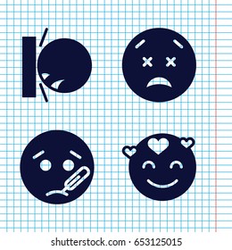 Set of 4 smiley filled icons such as emot in love