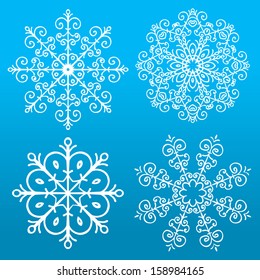 Set of 4 snowflakes. Vector illustration