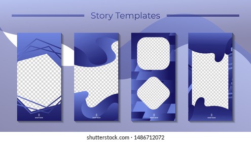 Set 4 of Social Media networks Stories Sale Banner Background, Mobile App, Poster, Flyer, Coupon, Gift Card, Smartphone Template, with Liquid Abstract Modern Gradient. editable template eps 10 vector