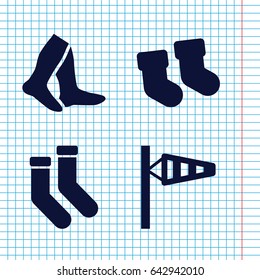 Set of 4 sock filled icons such as wind cone, baby socks