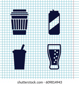 Set of 4 soda filled icons such as drink, soda