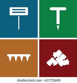 set of 4 soil filled icons such as mud, gardening tool
