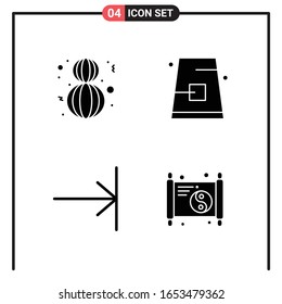 Set of 4 Solid Style Icons for web and mobile. Glyph Symbols for print. Solid Icon Signs Isolated on White Background. 4 Icon Set.
