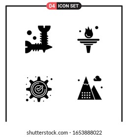 Set of 4 Solid Style Icons for web and mobile. Glyph Symbols for print. Solid Icon Signs Isolated on White Background. 4 Icon Set.