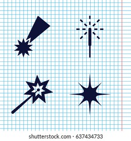 Set of 4 sparkle filled icons such as star, sparkler, sparklers