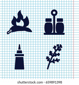 Set of 4 spice filled icons such as deel, chili, ketchup