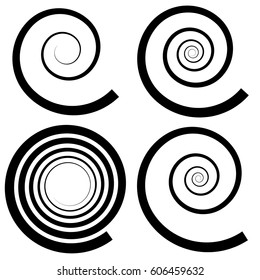 Set of 4 spiral shape, spiral design elements