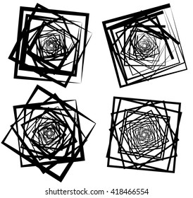 Set of 4 spirally element isolated on white.