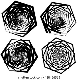 Set of 4 spirally element isolated on white.