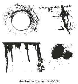A set of 4 splash-grunge background elements, series.