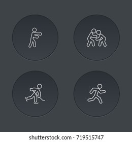 Set Of 4 Sport Outline Icons Set.Collection Of Fight, Puck, Box And Other Elements.