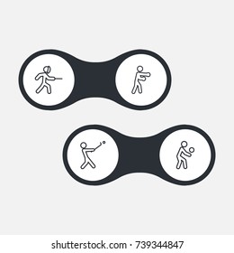 Set Of 4 Sport Outline Icons Set.Collection Of Swordplay, Player, Box And Other Elements.