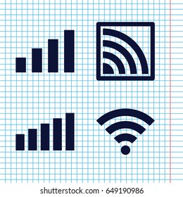 Set of 4 spot filled icons such as wi-fi