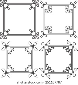 Set of 4 square calligraphic frames for monogram or other design