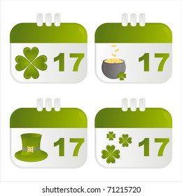 set of 4 st. patrick's day calendar icons
