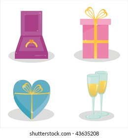 set of 4 st. valentine's day icons