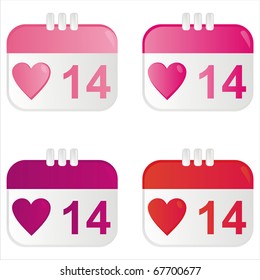 set of 4 st. valentine's day calendar icons