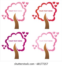 set of 4 st. valentine's day tree frames