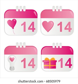 set of 4 st. valentine's day calendar icons