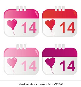 set of 4 st. valentine's day calendar icons