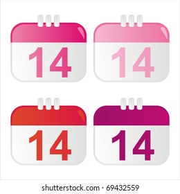 set of 4 st. valentine's day calendar icons