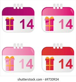 set of 4 st. valentine's day calendar icons