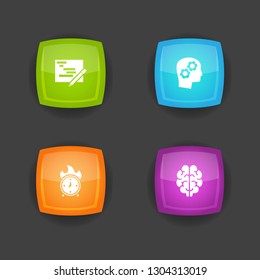 Set of 4 startup icons set. Collection of solution, planning, deadline and other elements.