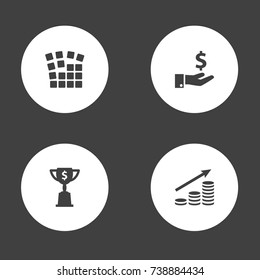 Set Of 4 Startup Icons Set.Collection Of Money Growth, Sponsor, Goblet And Other Elements.