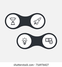 Set Of 4 Startup Outline Icons Set.Collection Of Achievement, Startup, Idea And Other Elements.