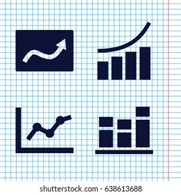 Set of 4 statistic filled icons such as graph