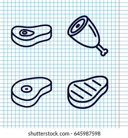 Set of 4 steak outline icons such as beef