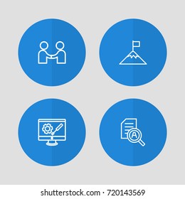 Set Of 4 Strategy Outline Icons Set.Collection Of Development, Research, Success And Other Elements.