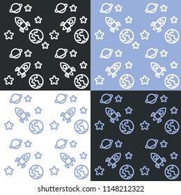 Set of 4 styles "in space" seamless vector pattern.