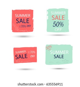 Set of 4  summer discount cards design. Can be used for social media sale website, poster, flyer, email, newsletter, ads, promotional material. Mobile banner template.