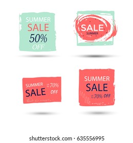 Set of 4  summer discount cards design. Can be used for social media sale website, poster, flyer, email, newsletter, ads, promotional material. Mobile banner template.