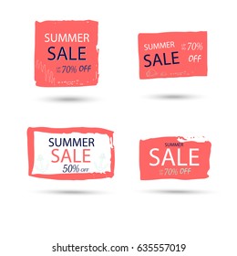 Set of 4  summer discount cards design. Can be used for social media sale website, poster, flyer, email, newsletter, ads, promotional material. Mobile banner template.