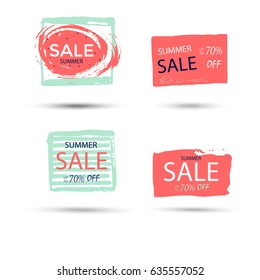 Set of 4  summer discount cards design. Can be used for social media sale website, poster, flyer, email, newsletter, ads, promotional material. Mobile banner template.